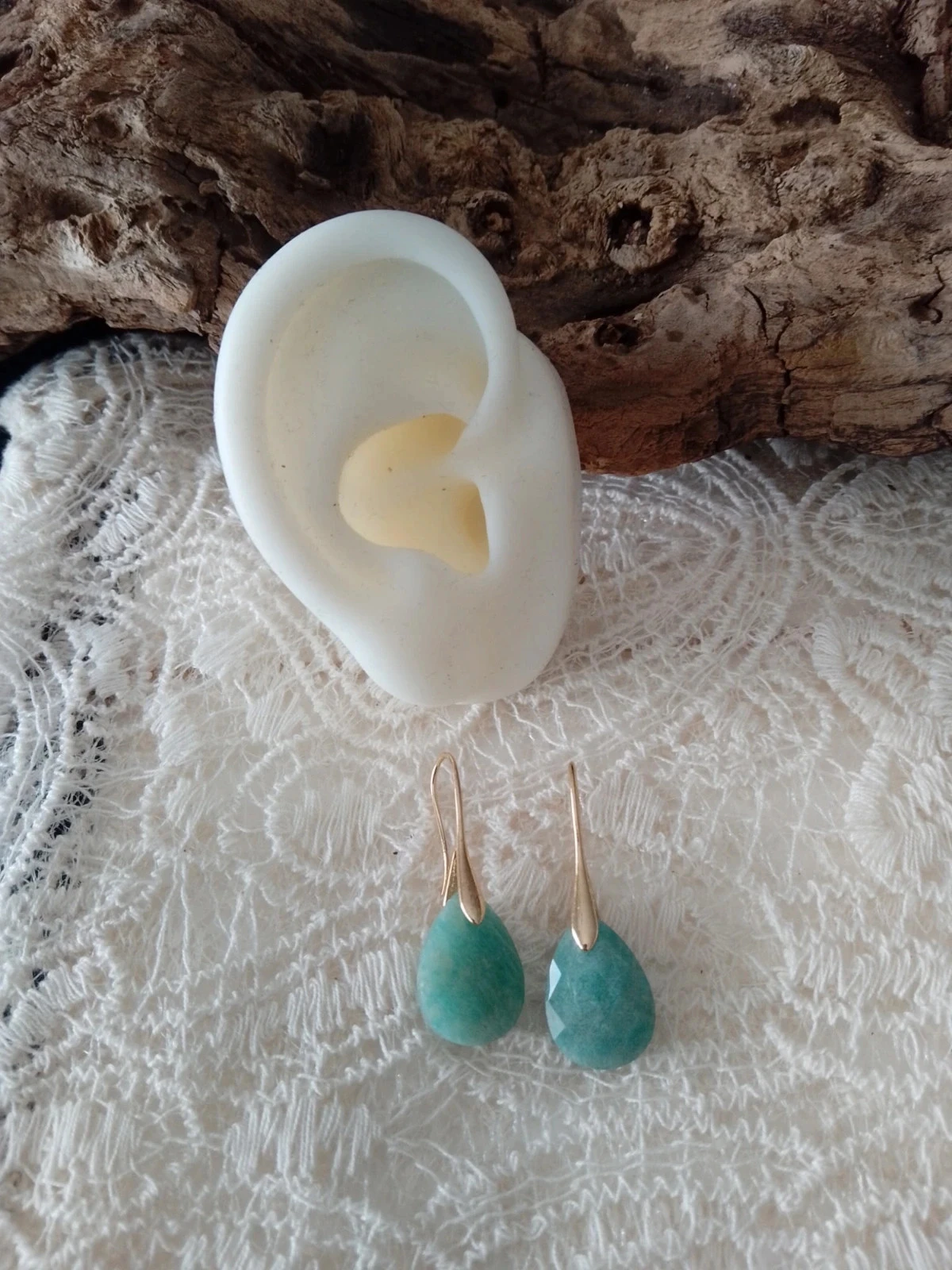 Boucles d'oreilles bohèmes pierres d'amazonite – photo 2